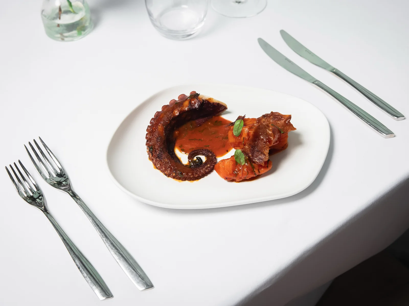 Octopus in Josper with glazed sweet potato
